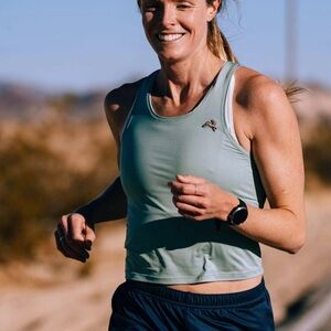 Tracksmith Twilight Crop Tank in Spruce, size S